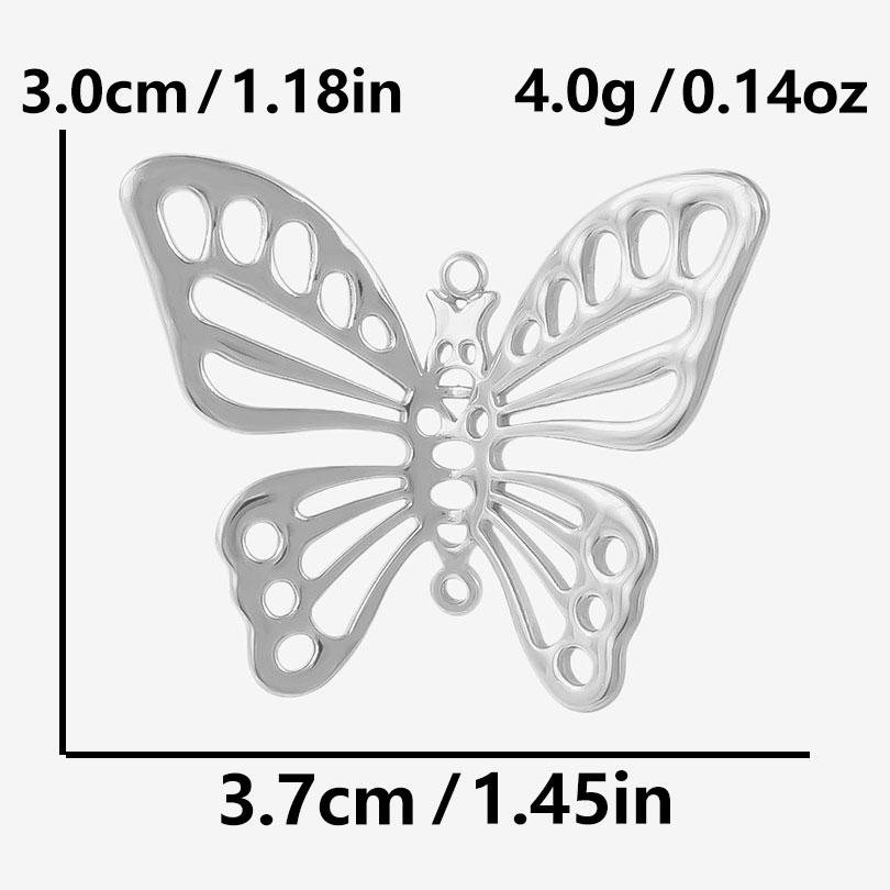 6pcs/Lot Silver/Gold Color Butterfly Animal Pendant Stainless Steel Charm For Jewelry Making Supplies Handmade Keychain Necklace