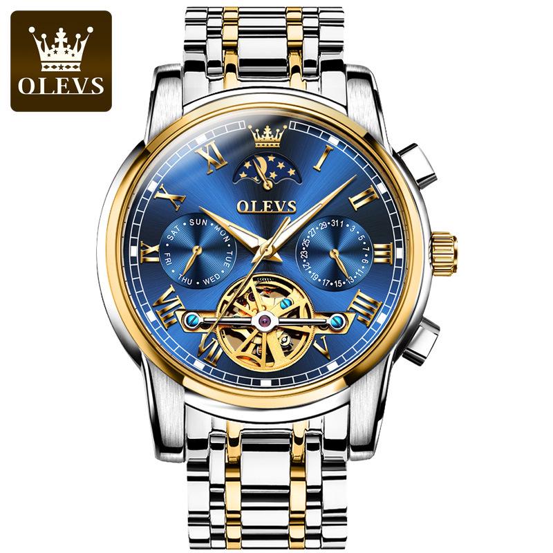 Oulisi Men's Automatic Moon Phase Skeleton Watch