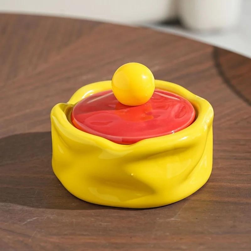 Colorful Ceramic Ashtray Living Room Desktop Fly Ash Storage Box Irregular Circular Ashtray Home Decoration Accessories Ashtray