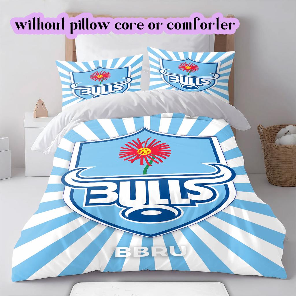 Rugby Club The Bulls Pattern Bedding,Quilt Set Quilt Cover Pillowcase Home Birthday Gift (1*duvet cover+2*pillowcase,without core)