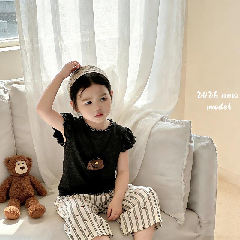 Floral Ruffled Baby Girl T-Shirt and Pants Set - 2026 Summer Collection