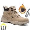 Fashion Winter High Top Safety Shoes for Men Waterproof Safety Boots Steel Toe Work Shoes Man Rubber Work Boots Labor Protection Shoes