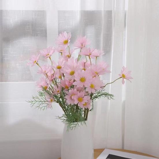 Artificial Flowers 5 Heads Faux Silk Wildflowers with Stems Fake Spring Flower Bouquet for Home Wedding Garden Vase Decor