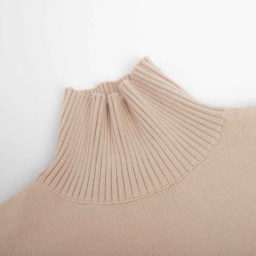 Women's New Autumn  Winter Patchwork Turtleneck Sweater Casual Oversized Thick Knit Pullover Sweatshirts for Women