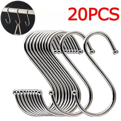 20/10 Stück S-Haken Edelstahl Kleidung Taschen Handtuch Pflanzen Hängeregal Multifunktion Küche Schlafzimmer Geländer S Hängehaken