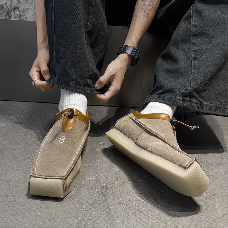 

2026 Fashion Loafers Mens Genuine Leather Shoes Flat Soft Cool Street Style Casual Shoes Male Footwear Blue Yellow Plus Size 46 43