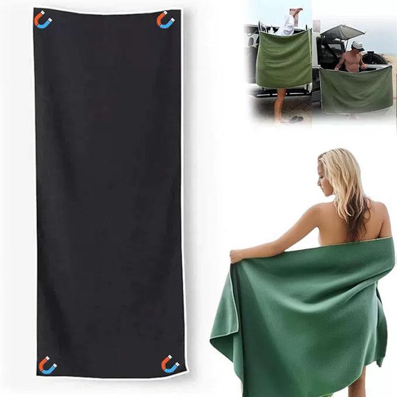 New Multifunctional Outdoor Magnetic Bath Towel Portable Coral Fleece Magnet Towels Quick-drying Beach Towel Fiber Bath Towels