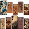 Pouzdro na telefon ze dřeva bambusu s květinovým motivem stromu pro Samsung Galaxy S21 Ultra S20 FE S8 S9 S10 S22 Plus Note 20 Ultra Plné krytí