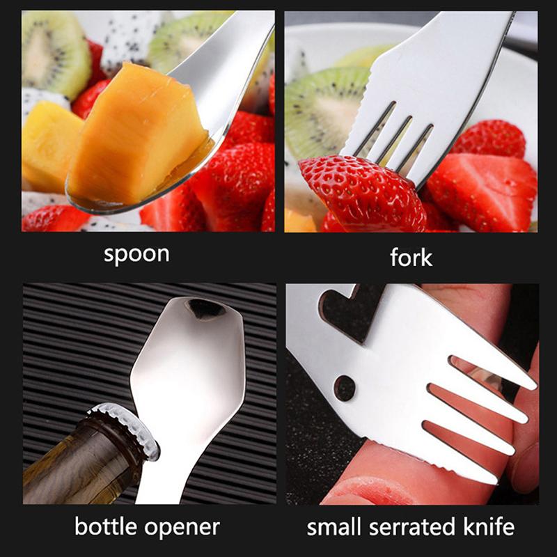 Narzędzia Przetrwania Outdoor 5 w 1 Zestaw Wielofunkcyjny EDC Campingowy Nóż Łyżka