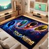 Space Cosmic Theme Crystal Velvet Floor Rug Personalized Custom Name Text Warm Carpet Home Decoration