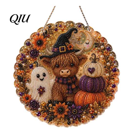 Outdoor Patio Hanging Ornament Halloween Ornament, 2D Flat Acrylic Pendant, Ghost Skull Front Door Decoration Witch for Indoor Window Wall Decor