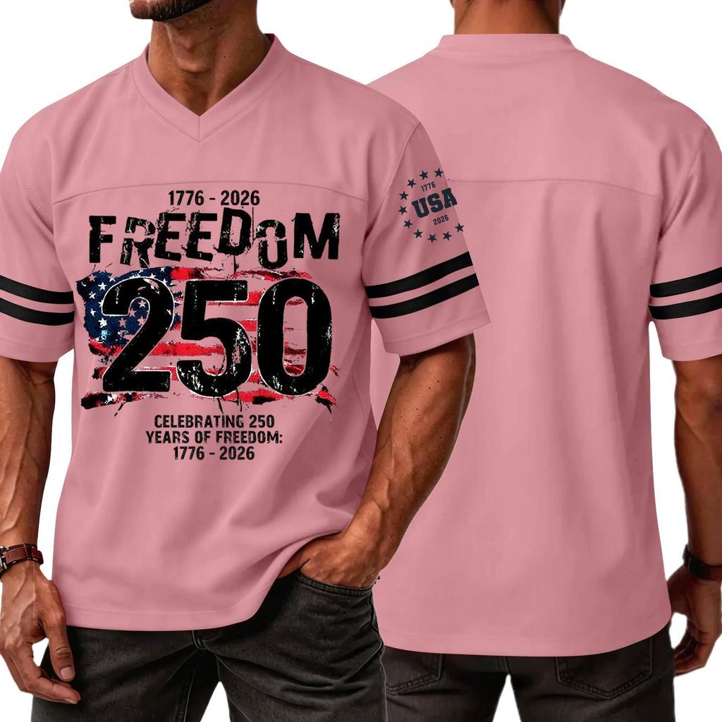 Casual V Neck Jersey Short Sleeve Sports T Shirt Celebrating 250 Years of Freedom 1776 2026 Lightweight Breathable Athletic Top