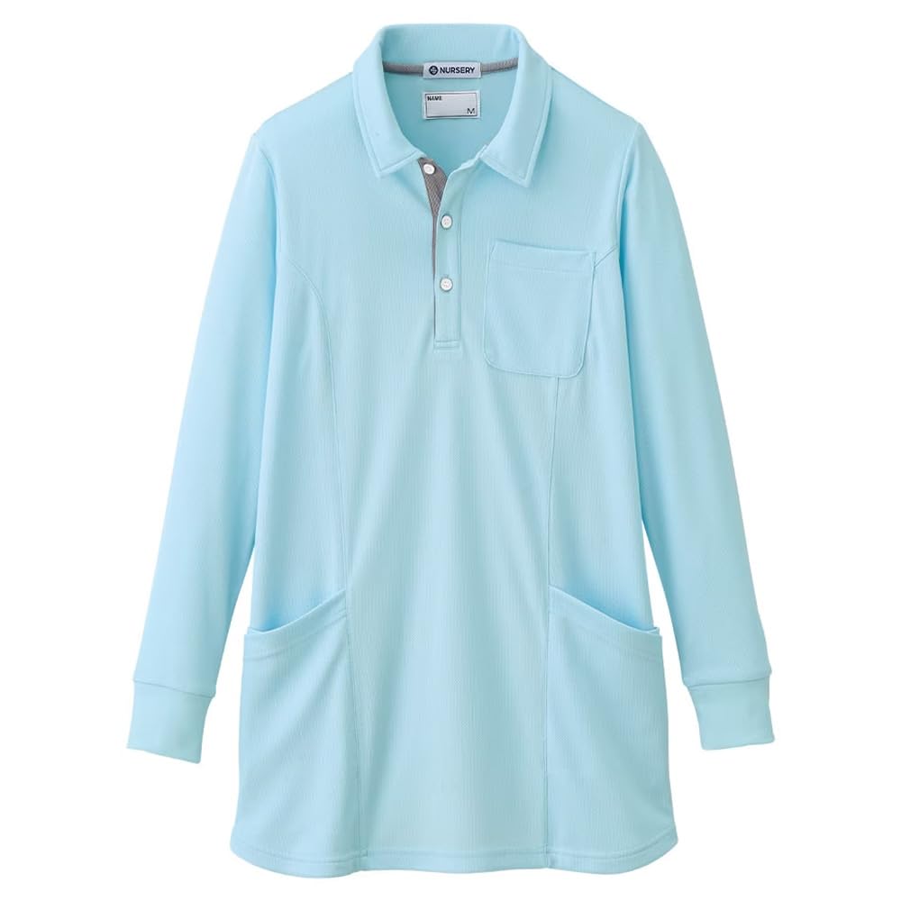 

Nursery Long Sleeve Tunic Polo Shirt, Nursing Care, Moisture-Wicking, Quick-Drying, Mesh Pocket, Women s, Size Small, Sax (9979103A)