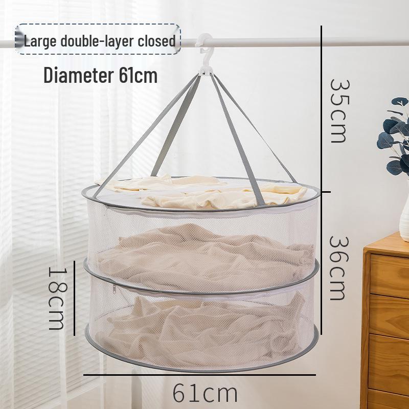 Three-Tier Windproof Folding Sweater Drying Rack Basket
