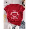 Short Sleeve Crown Letter Print Crew Neck T-Shirt for Spring & Summer Casual Women's Clothing