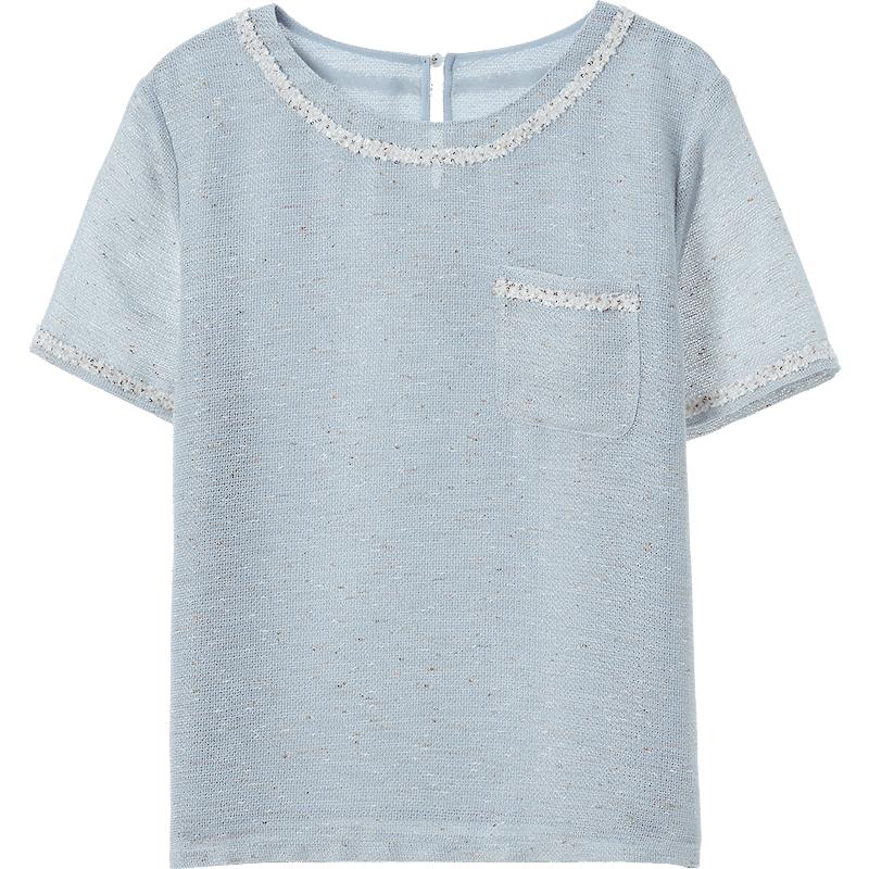 

Betu Women s French Elegant Woven Short-Sleeved Top M