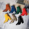 Krokodil Leder Stiefeletten Frauen Dicke High Heels Kurze Stiefel Zipper Winter Herbst Schuhe