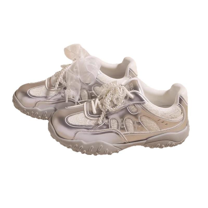 Thick-soled inner height increase ballet style mesh breathable moral training shoes women's shoes 2025 new spring and autumn Forrest Gump shoes little