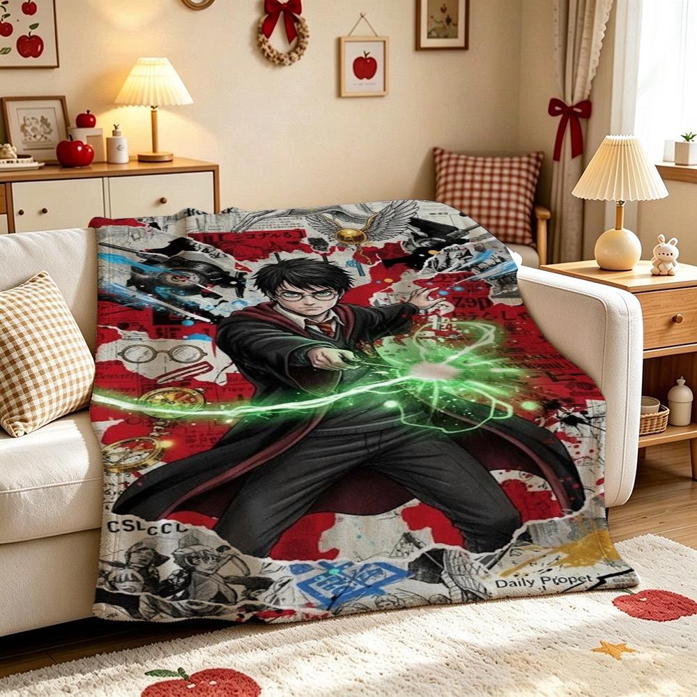 Harry'S Hogwarts Adventure Flannel Blanket Soft Comfortable Fleece Blanket For Living Room Sofa Nap Home Decor Memorial Gift