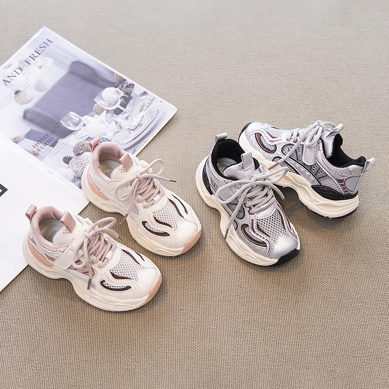 2025 Wear Girls' Sneakers Spring New Non-slip Soft-soled Children's Shoes Mesh Dad Shoes Boys' Shoes