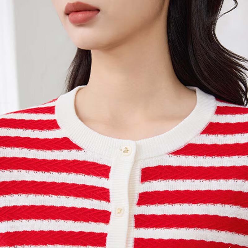 JESSIE Women's Retro Striped Short Knit Cardigan