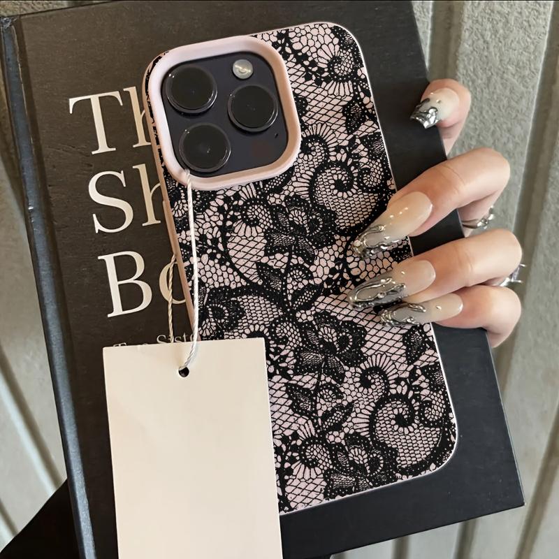 Black Lace Floral Trendy Pattern Phone Case For iPhone 17 Pro Max 16 15 14 13 12 11 XS Max X XR 7 8 Plus 16E 17 Air Bumper Cover