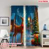 2pcs 2D Flat Printing Fashionable Christmas Curtains Christmas Reindeer Gifts Sleigh Digital Printed Polyester Drapes Holiday