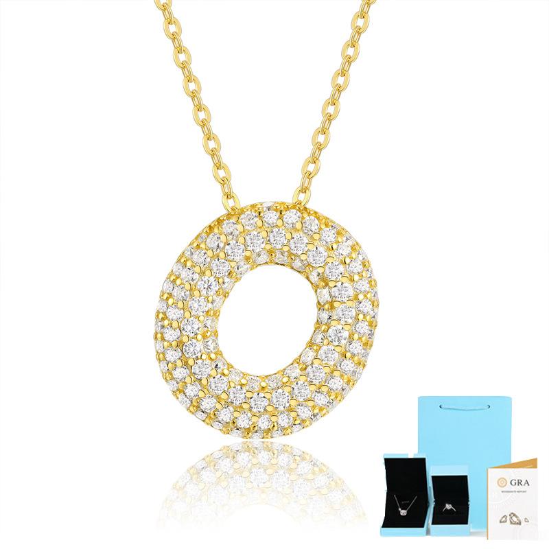 Letter Pendant Necklace 925 Silver Plated 18K Gold Collarbone Chain Fashionable Versatile Moissanite Chain