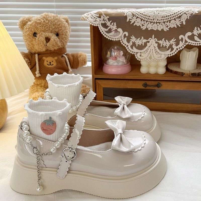 Japanese small leather shoes women's summer spring 2025 new platform big head shoes cute Lolita bow Mary Jane single shoes