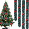 6.5FT Christmas Garland with 6 Pcs Red Bows Artificial Greenery Pine Garland for Mantle Stair Fireplace Home Party Decoration