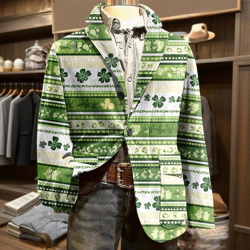 Herren Bedruckter Kord Samt Taschen Anzug Jacke Cardigan Herren Freizeitanzug