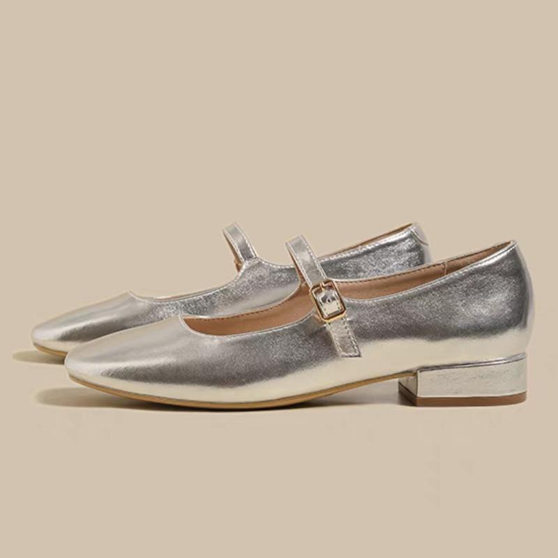Fashion Elegant Women Mid Heels Mary Janes Shoes Square Toe Heeled Sandals Pumps 2025 Summer Designer Shallow Buckle Zapatillas De Mujer