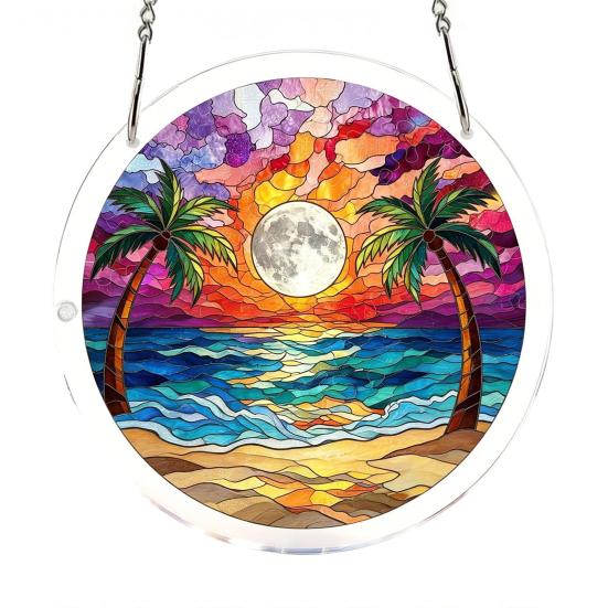 

Sun Catcher Puzzle Acrylic Suncatcher Durable Clear Acrylic Colorful Patterns Window Decoration for Doors H