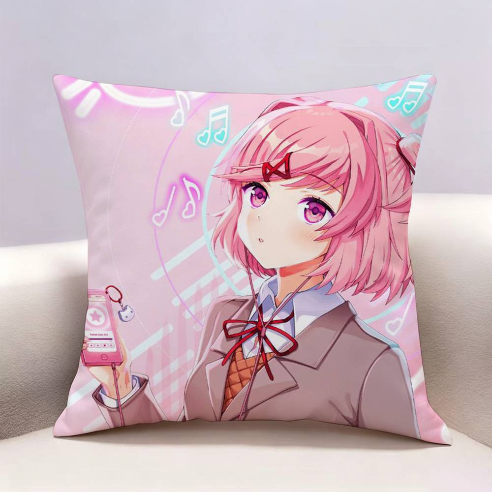 DDLC Natsuki Doublesided print Pillow Case Pattern Printed Pillowcase For Living Room Sofa Cushion Cover