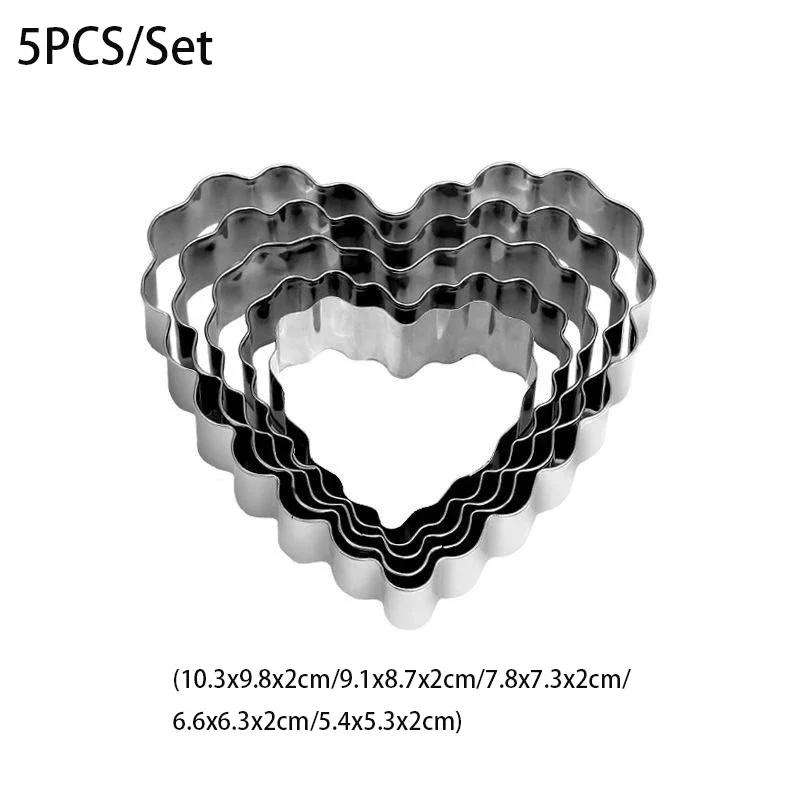 Love Heart Stainless Steel Cookie Cutter Mould DIY Wave Heart Shape Biscuit Mold Fondant Pastry Cake Decorating Baking Tool