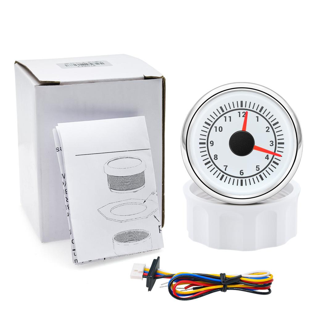 52mm 2'' Digital Clock Gauge 12-Hour Format 7 Colors Backlight Hour Meter 12V 24V Waterproof Universal For Car Truck Boat Yacht