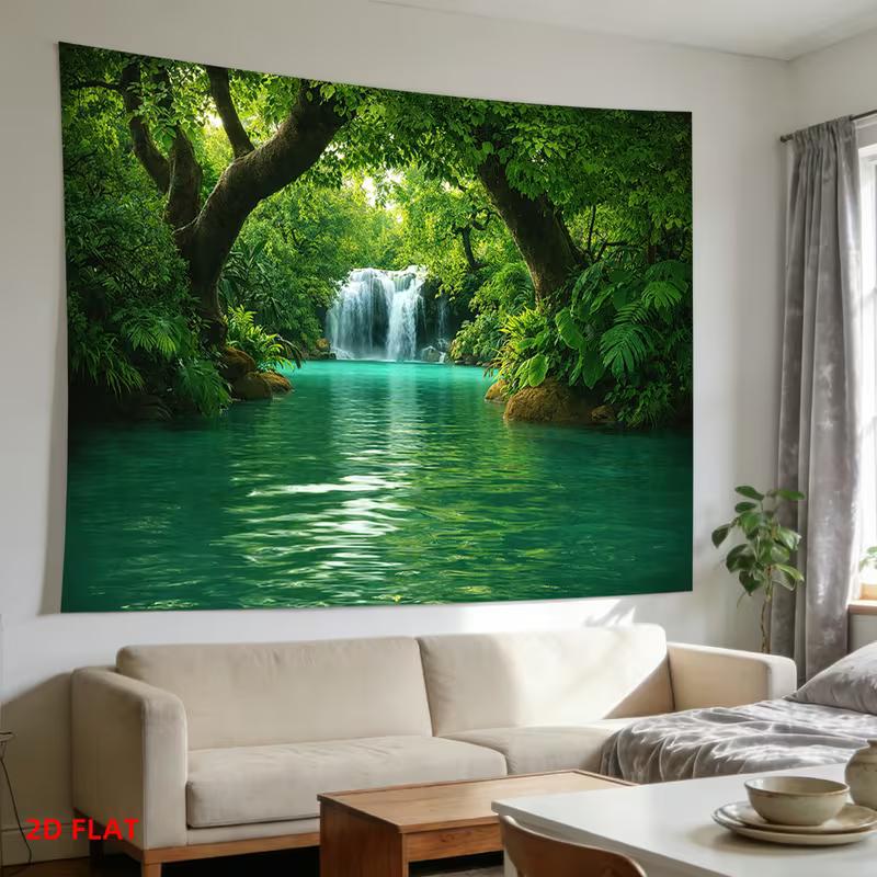 2D Tropical Forest Waterfall Backdrop for Aesthetic Nature Content Creation