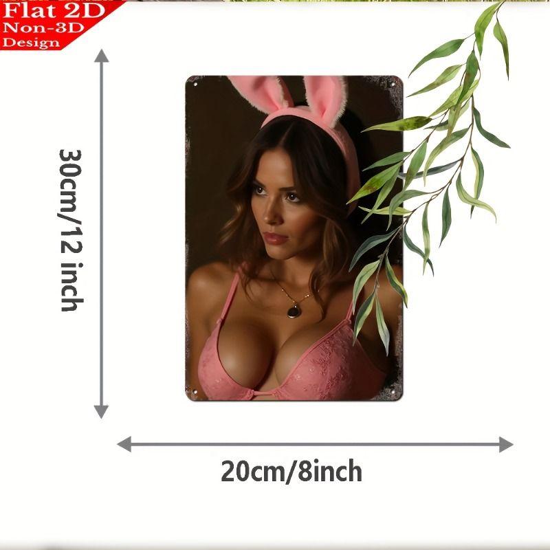 Vintage Kvinlig Silhuett Metall Logotyp för Bar & Garage