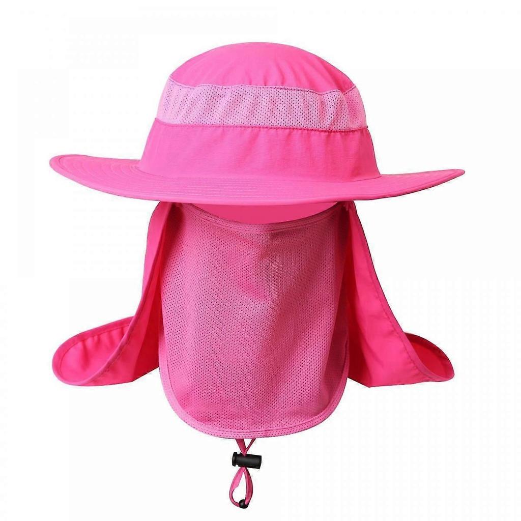Summer Sun Cap Fishing Hat,UPF 50+ Sun Protection Travel Beach Cap Removable Neck & Face Flap Cover for Man Women (Watermelon Red)