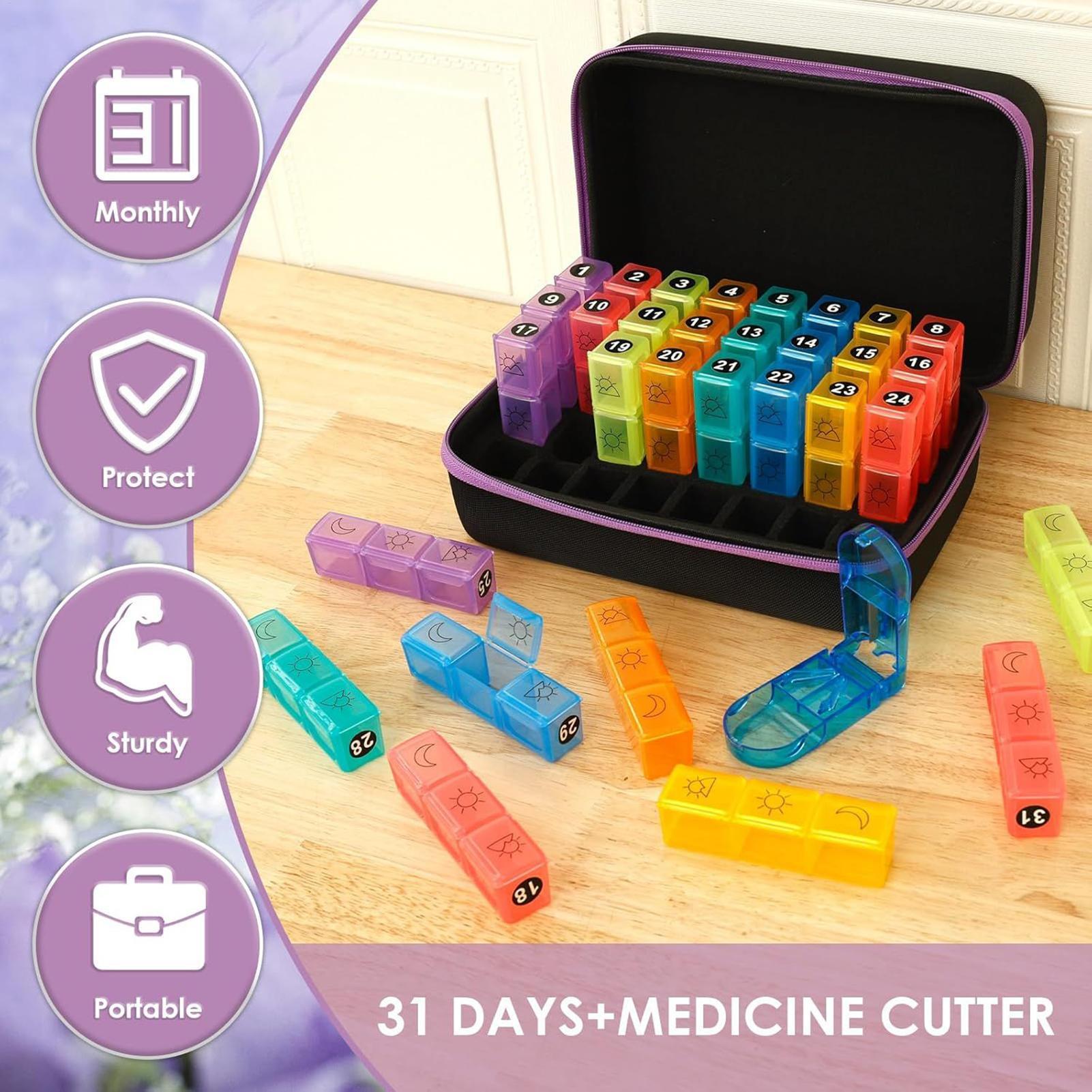 

1 Set Pill Box 31 days Organizer 3 Times One Day Monthly Portable Travel with Compartments for Vitamins Medicine Fish Oils China Mainland