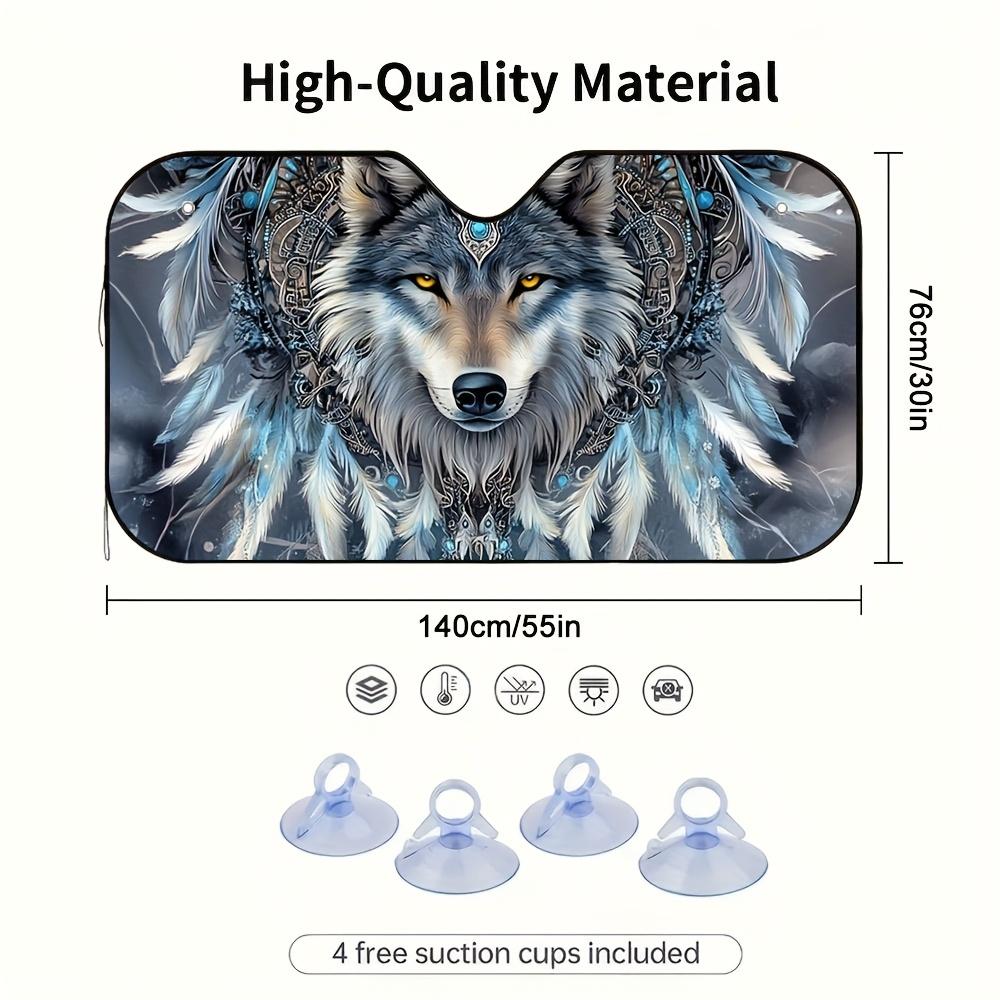 1Pcs Wolf Head Design Pattern Windshield Sunshade UV Rays Heat Blocker Keeps Vehicle Cool Unique Design Fit Sedans SUVs RVs