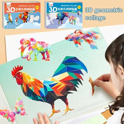 3D Animal Jigsaw Puzzle Stickers DIY Handmade Creative Collage Art Set With Self-Adhesive Paper Back To School Gifts Educational