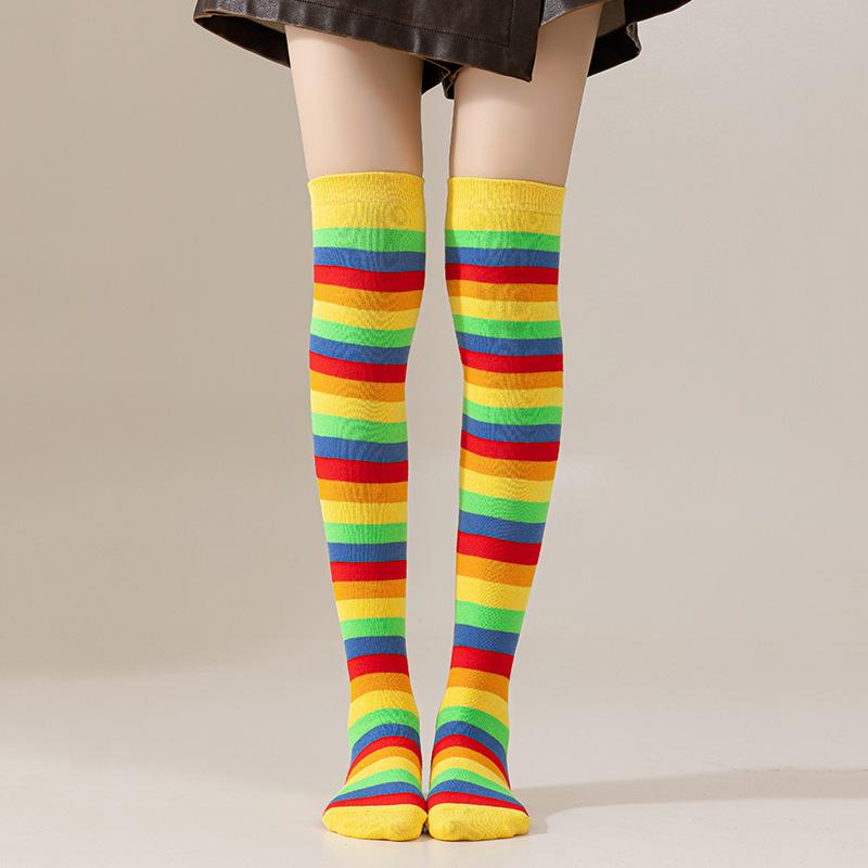 European and American Rainbow Striped Socks Children's Party Performance Halloween Cosplay Long Leg Over Knee Socks