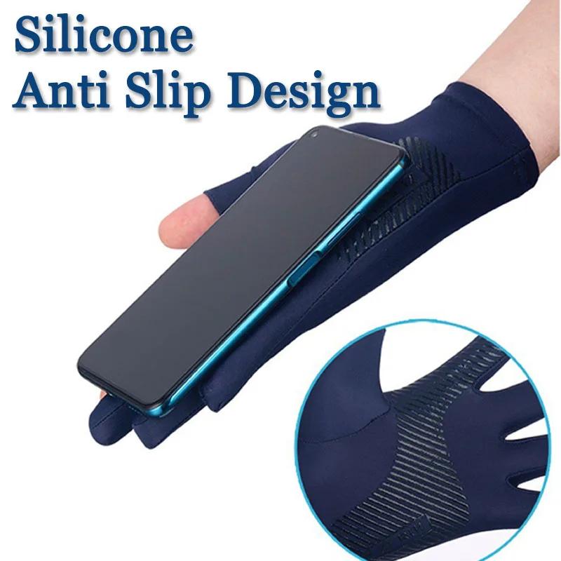 Ice Silk High-elastic Sunscreen Breathable Half-finger Gloves For Men&Women 1Pair Outdoor Thin Cycing Driving Fishing Gloves