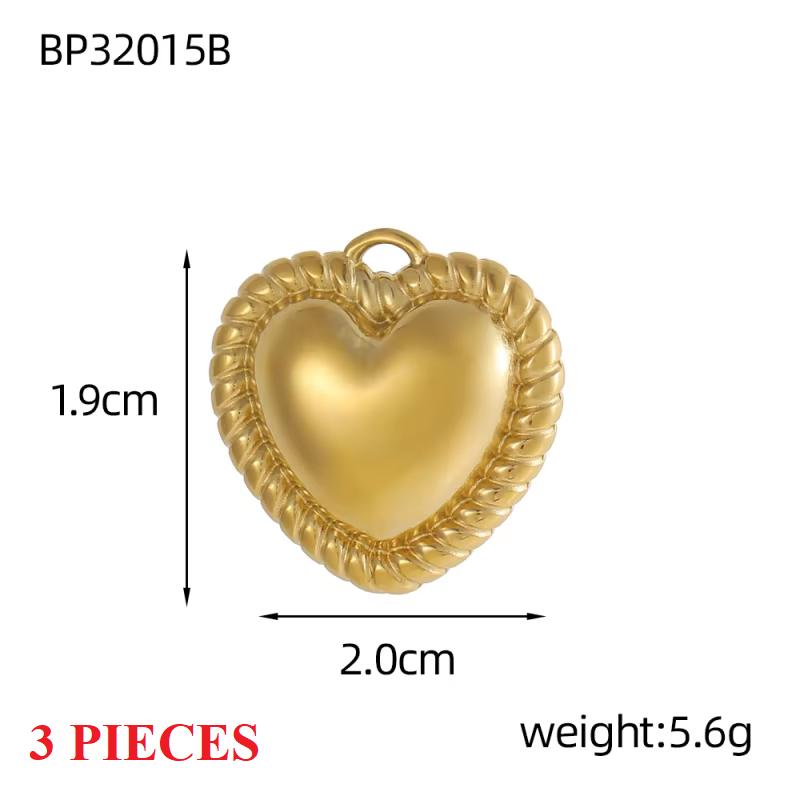 3PCS/LOT CARLIDANA 18K Gold Plated Stainless Steel Oil Drop Heart Charms for DIY Bracelet Necklace Jewelry Making