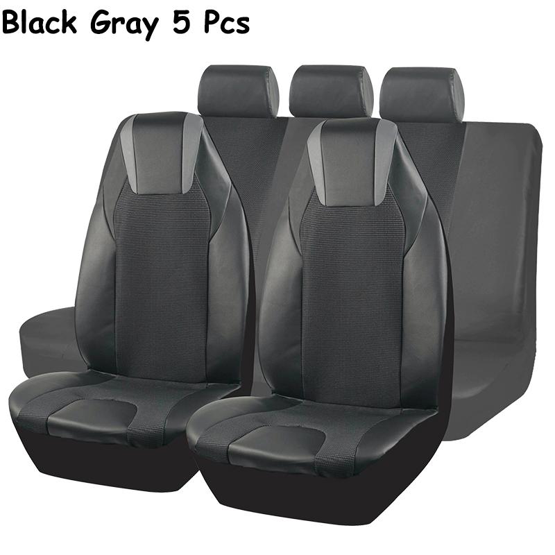 AUTO PLUS High Back Car Seat Covers Universal Size Fit For Most Car SUV PU Leather Spliced With Dot Jacquard Fabric Seat covers