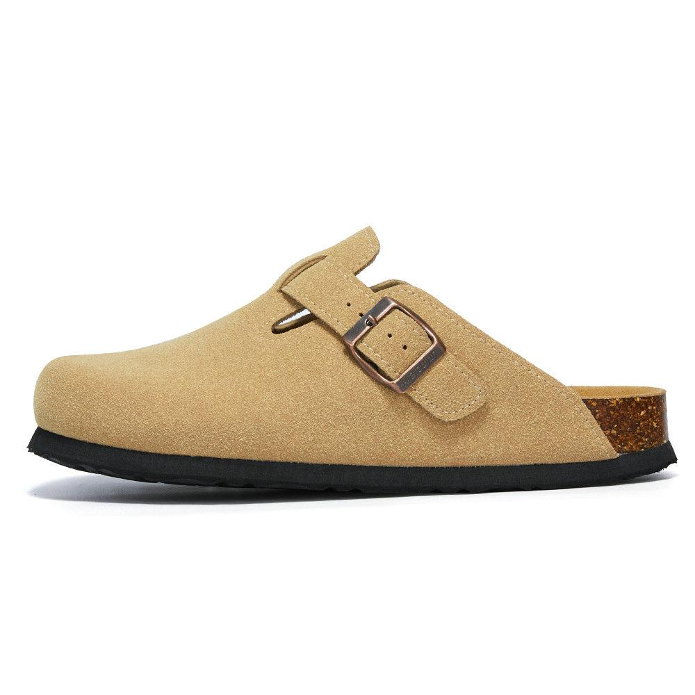 Fashion Men's Shoes Baotou Cork Men's Slippers Cowhide Men's Women's Half Slippers for Winter Big Size 35-45