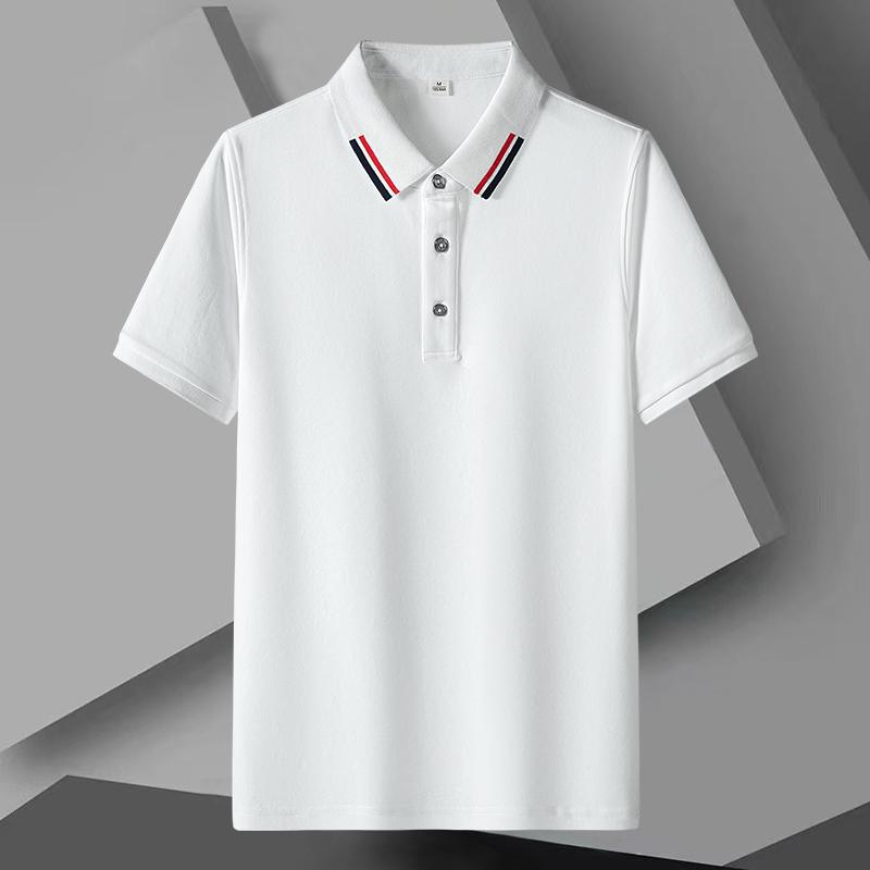 

Summer Solid Color Men s Short Sleeved T-shirt Thin Business Lapel Men s Polo Shirt XL брудно-білий