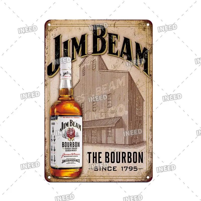 Vintage Jim Beam Bulmers Whisky Tin Sign Retro Metal Plaque for Home Club Irish Bar Wall Decor Decorative Wall Plate for Home
