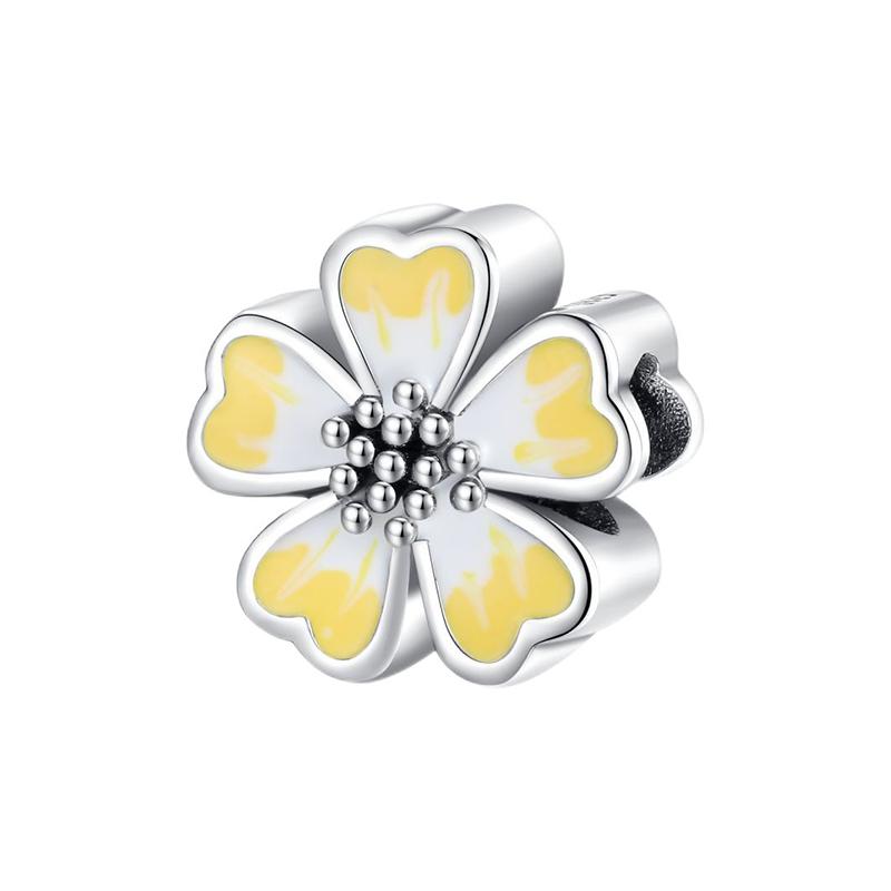 Flower Charms Fit Bracelets Sunflower 925 Silver Tulip Sakura Daisy Rose Flowers Beads DIY Jewelry Making